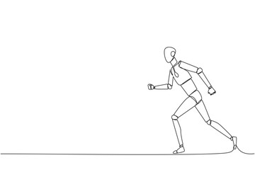 Poster - Single continuous line drawing smart robotic leisurely strolling. Habit to get rid of nervousness. Nervous when meeting big client. Light exercise for health. Tech. One line design vector illustration