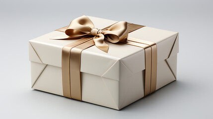 a white gift box with red ribbon made with generative AI