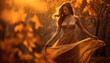 © Jemastock - Young woman in a yellow dress enjoys nature beauty generated by AI