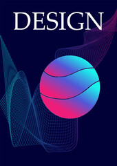 Wall Mural - gradient figure poster design. volumetric geometric figure with neon gradient. sphere at background 