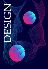 Wall Mural - gradient figure poster design. volumetric geometric figure with neon gradient. two spheres. graphic 