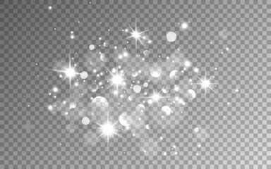 Wall Mural - silver dust. glow light effect. christmas particles composition. magic glitter and bokeh. special sh