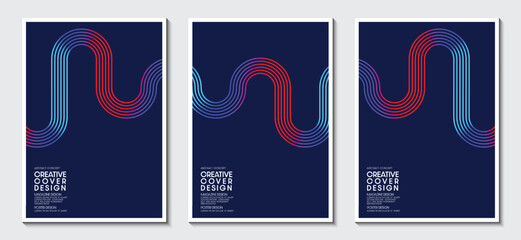 Fototapete - Posters design template with abstract glowing geometric line on a dark background.Ideas for magazine, brochures and covers. Vector, Illustrator, EPS.