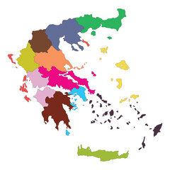 Greece map with main regions. Map of Greece