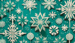 Teal Painterly Retro Christmas Snowflake Wallpaper Pattern