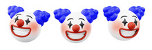 3D Emoticon Clown Circus Smiling With Red Nose, White Ball Emoji Or Smiley