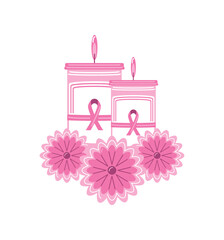 Wall Mural - breast cancer awareness candles light