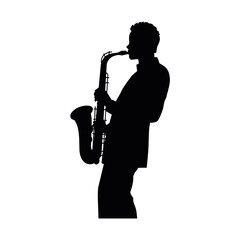 Man with saxophone silhouette, jazz musician, silhouette of saxophonist