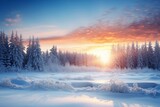 Fototapeta Most - Sunrice winter background and copy space, generative ai