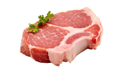 Raw pork chop isolated on white or transparent background