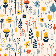 Wall Mural - Hand drawing florals , Flower background Seamless Pattern illustration graphic Design