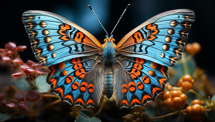 Poster - A vibrant butterfly elegance showcases nature beauty in close up generated by AI