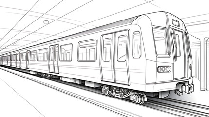 on line drawn subway station architectural sketch 3d plan illustration. generative ai