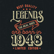 Legends Are Born In 1948 - Fresh Birthday Design. Good For Poster, Wallpaper, T-Shirt, Gift.