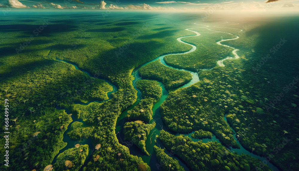 Google Earth Image Of Amazon Rainforest Brazil Stock Illustration