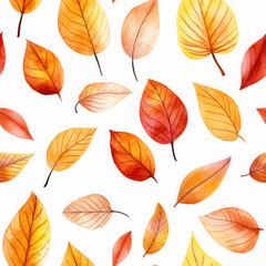 Wall Mural - Seamless autumn leaves background, ai design pattern