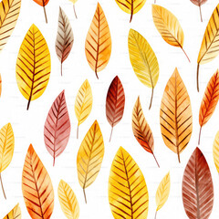 Wall Mural - Seamless autumn leaves background, ai design pattern