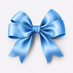 Wall Mural - Sky blue ribbon bow of a light sky blue ribbon bow on white background.