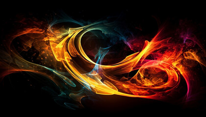 Wall Mural - Abstract flame backgrounds pattern fractal curve motion futuristic design generated by AI