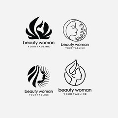 Wall Mural - Set of elegant logos for beauty, fashion and hairstyle related businesses