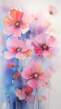 Fototapeta Kwiaty - Flowers watercolor. Colorful floral background