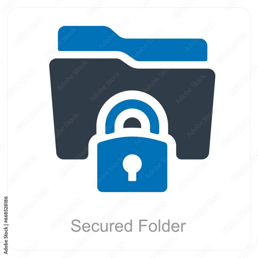 Secured Folder and Folder icon concept Stock Vector | Adobe Stock