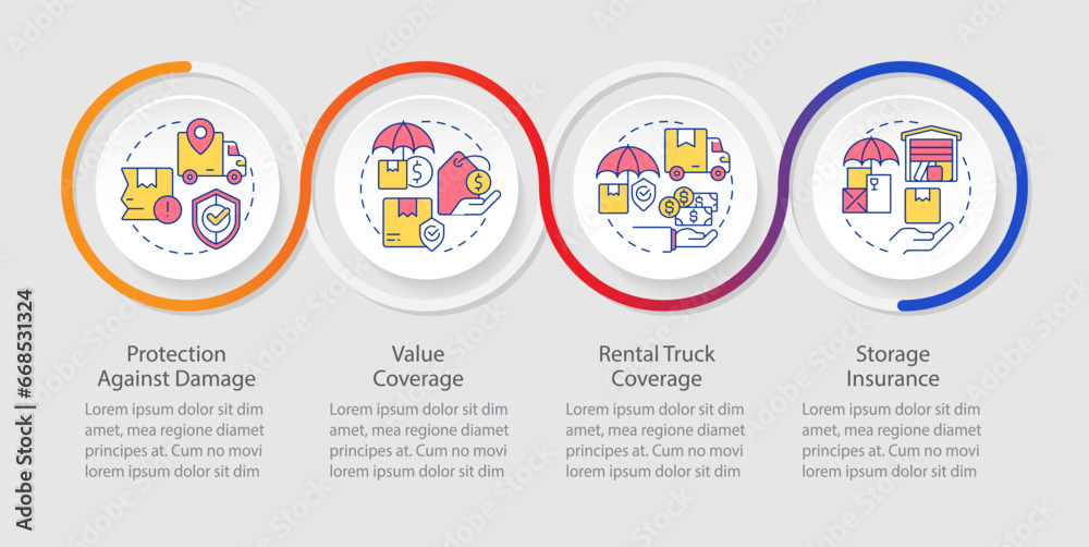 2D moving service vector infographics template with line icons, data ...
