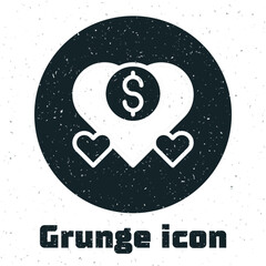 Poster - Grunge Donation and charity icon isolated on white background. Donate money and charity concept. Monochrome vintage drawing. Vector