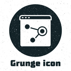 Sticker - Grunge Browser window icon isolated on white background. Monochrome vintage drawing. Vector