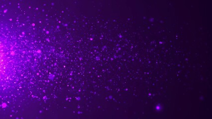 Poster - Dynamic wave of glowing particles. Digital technology background. Sparkling bright particles fly in space. Flickering particles with bokeh effect. 3d rendering. 4k animation.