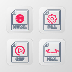 Poster - Set line XML file document, GIF, DLL and HTML icon. Vector