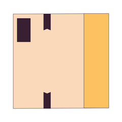 Poster - Cardboard box closed 2D linear cartoon object. Packed parcel isolated line vector element white background. Goods storage moving out. Distribution warehouse package color flat spot illustration