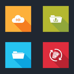 Canvas Print - Set Music streaming service, Folder upload, and Refund money icon. Vector