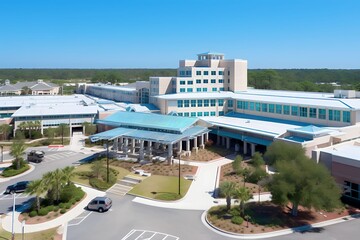 Canvas Print - Aerial view of modern hospital building