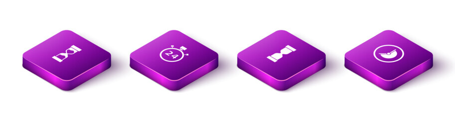 Poster - Set Isometric Old hourglass, Stopwatch 24 hours, and Clock icon. Vector