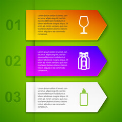 Wall Mural - Set line Wine glass, Bottles of wine, Burning candle and . Business infographic template. Vector