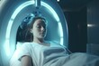 Female patient undergoing MRI - Magnetic resonance imaging in Hospital.