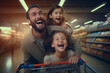 Happy family in supermarket