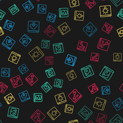 Poster - Set line Cloud upload, Photo retouching, Browser window and setting on seamless pattern. Vector