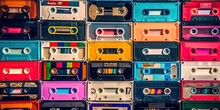 Collection Of Retro Cassette Tapes. Generative AI