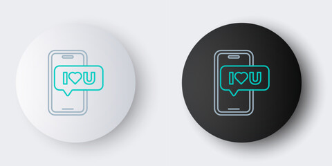 Poster - line mobile phone with heart icon isolated on grey background. valentines day. colorful outline conc