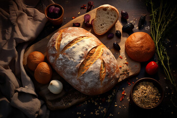 Wall Mural - Bread in still life food.