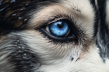 Wall Mural - Close-up shot of a husky dog's blue eyes