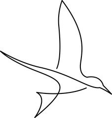 Wall Mural - Continuous one line drawing of a bird flying. Hand drawn minimalism style vector illustration.
