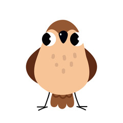 Sticker - Funny Sparrow Little Bird with Wings Standing Vector Illustration