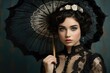 Classic Victorian lady, parasols and intricate lace.