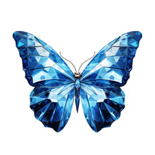 Blue Crystal Butterfly Isolated On Transparent Background,transparency 