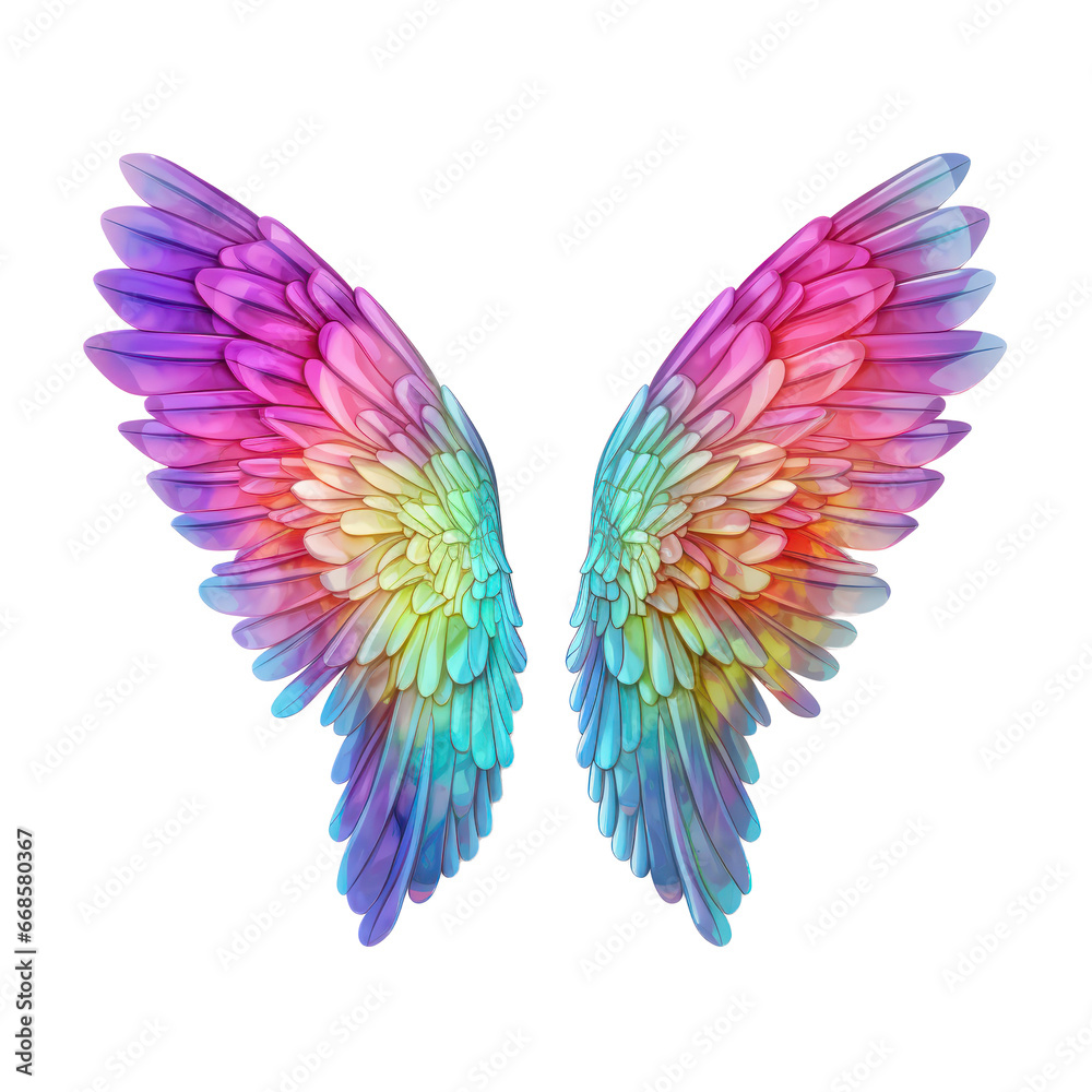 Hologram angel wings in realistic style isolated on transparent ...