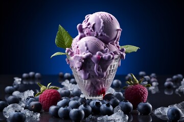 Poster - Blueberries ice cream or gelato