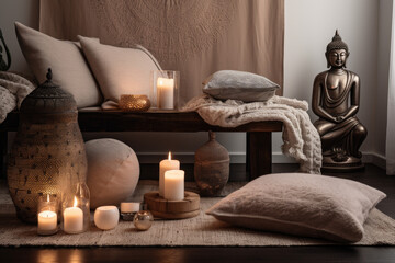 Wall Mural - candle in the bedroom - generative ai